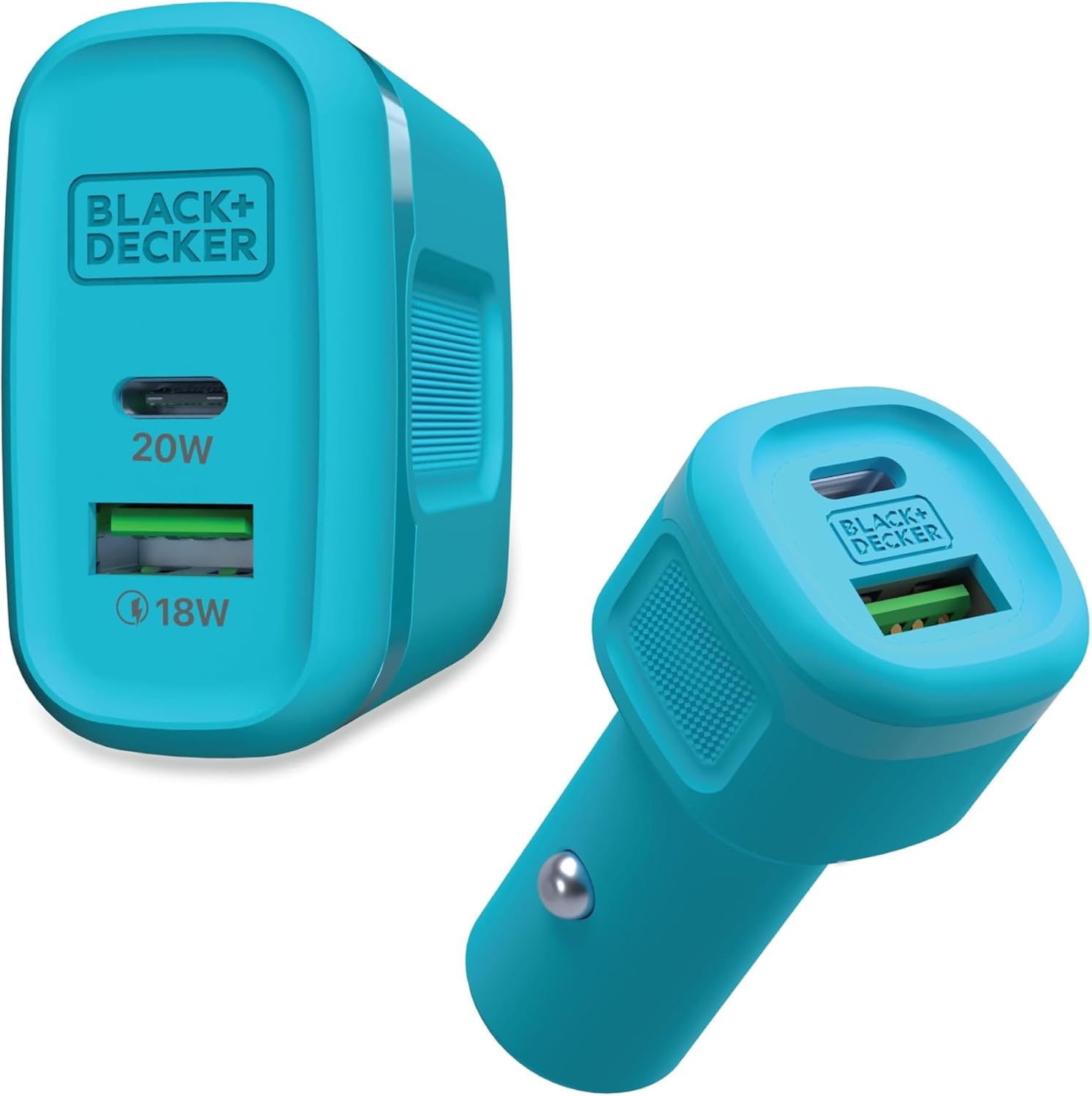 BLACK+DECKER On-The-Go Power Bundle: 20W GaN USB-C Wall Charger + 38W Dual-Port Fast Car Charger