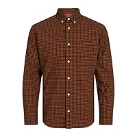 JACK & JONES Jprbrook Oxford Shirt L/S Noos Camicia, Onice Nera/Checks: Slim Fit