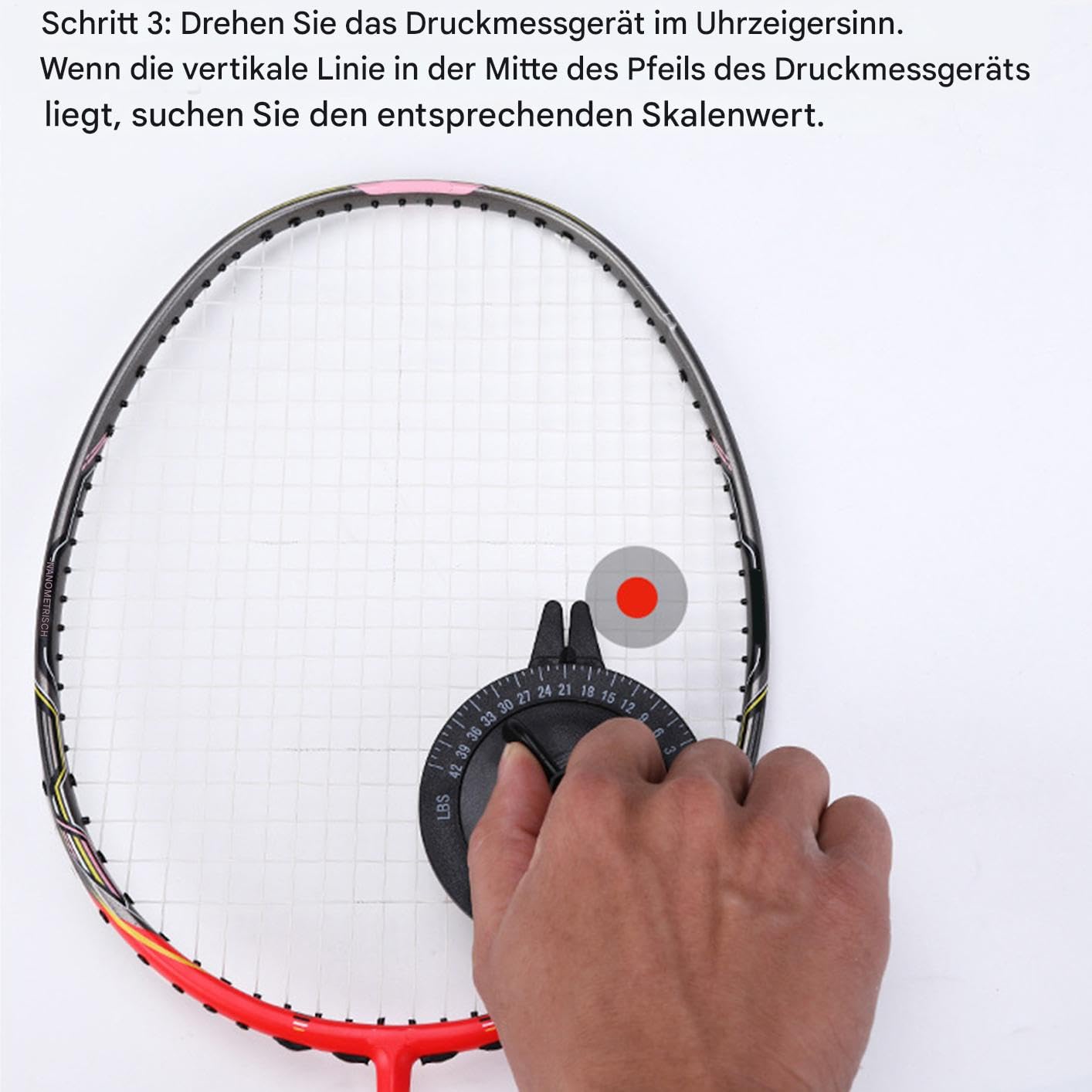 Racket String Tension Messgerät - Handheld Sport Calibrator Gauge, Präzisions String -Messwerkzeug | Lesenspannungsprüfer für Tennis, Badminton, Kürbisspieler, professionelle Trainingsaus