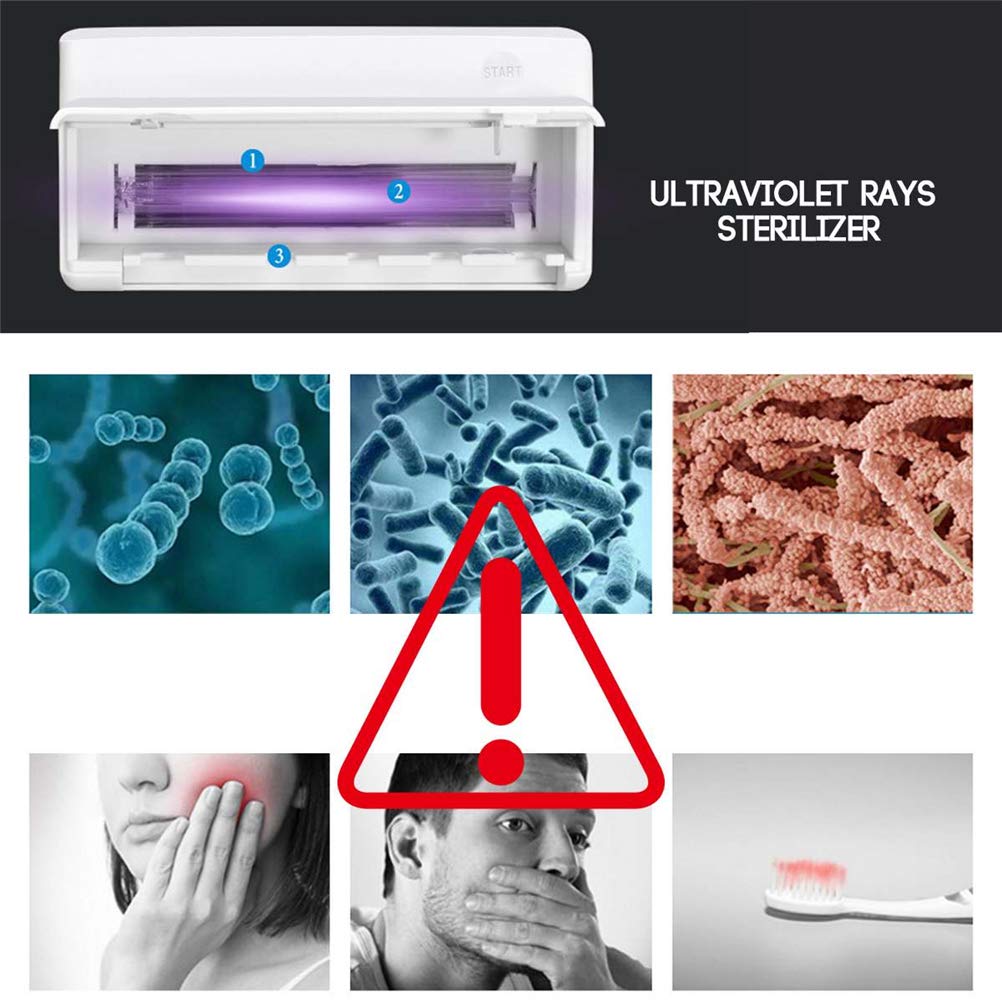 Portaspazzolino UV, Sterilizzatore per Spazzolino Ultravioletto 5 in 1 Portaspazzolino, Dispenser Automatico di Dentifricio, Set da Bagno per La Casa,A