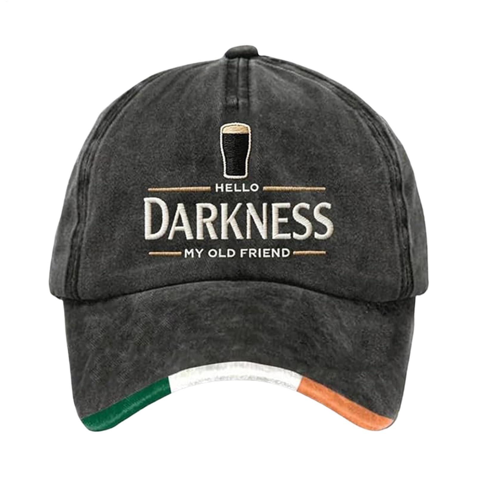 Unisex Hello Darkness My Old Friends Hat Irish Beer Print St. Patrick's Day Hat Adjustable Baseball Caps Irish Hats Funny Drinking Gift for Man Woman