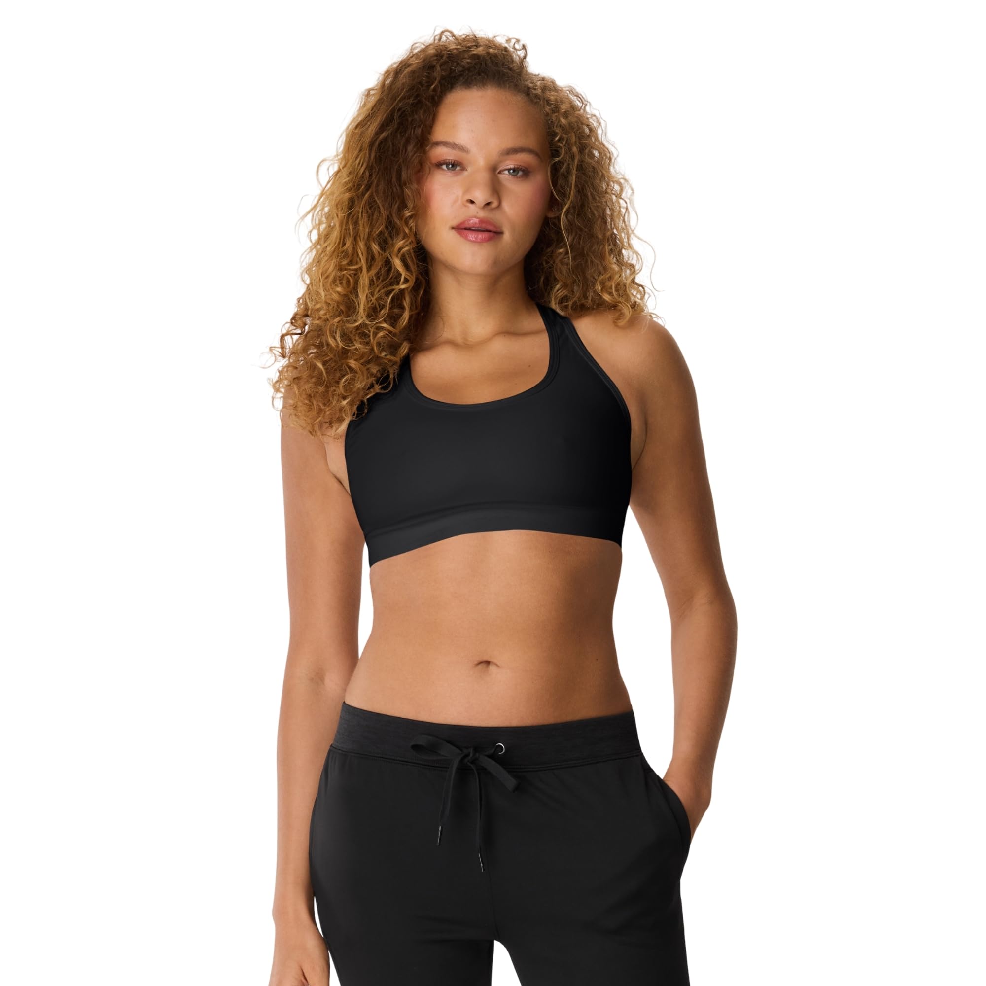 Hanes Wireless Racerback Moisture-Wicking Stretch Sports Bra with Compression Support, 1 Or 2 Pack Soutien-Gorge de Sport Femme (Lot de 1)