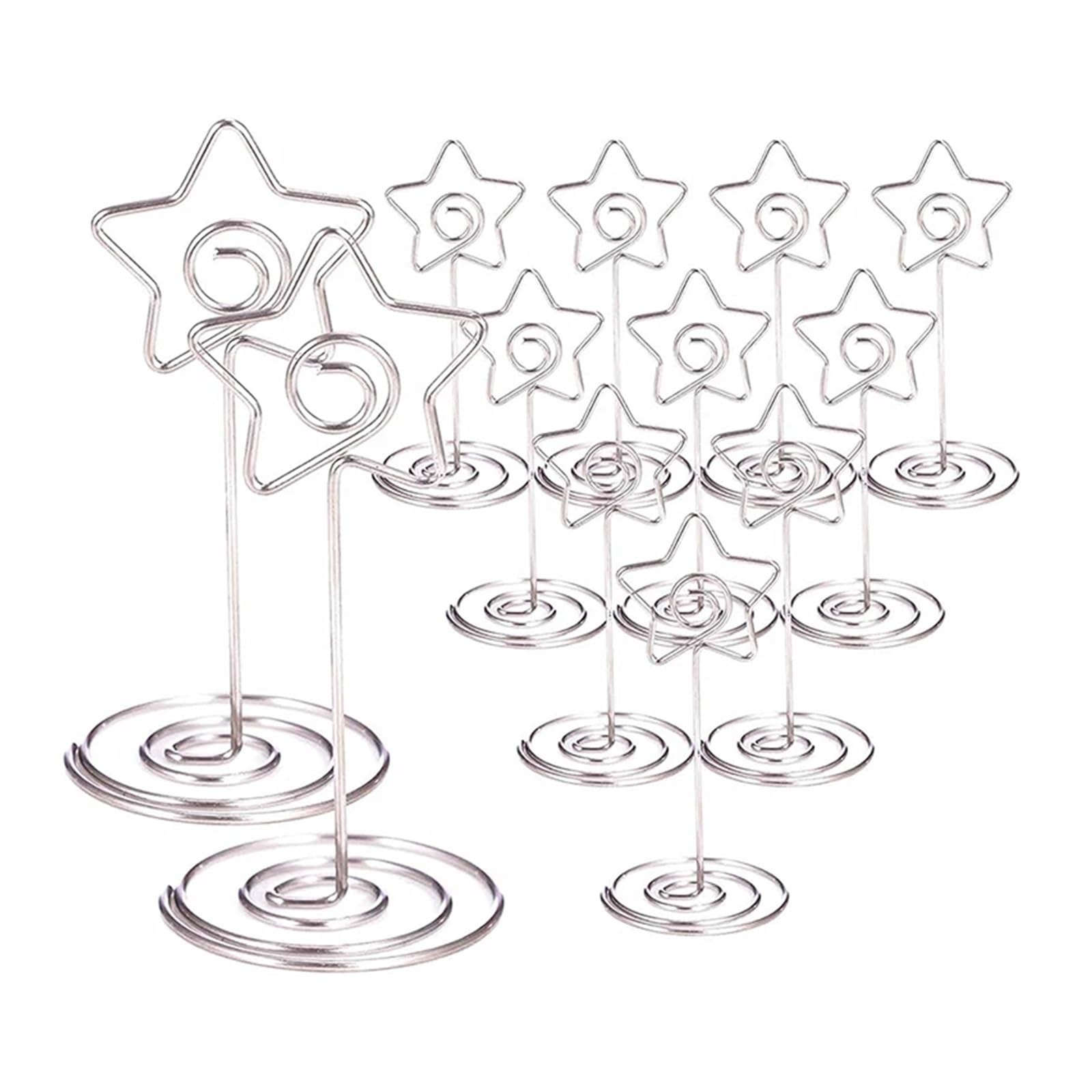 QMDSNFB Table Number Holders 10/20 Pcs Round Heart Star Shape Photo Holder Stand Table Number Holder Place Card Paper Menu Clips for Wedding Party Decor(Star-Silver,20pcs)