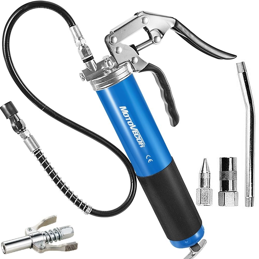 STEINBRÜCKE Heavy Duty Pistol Grip Grease Gun with Nozzle and Long-Lasting Flex Hose