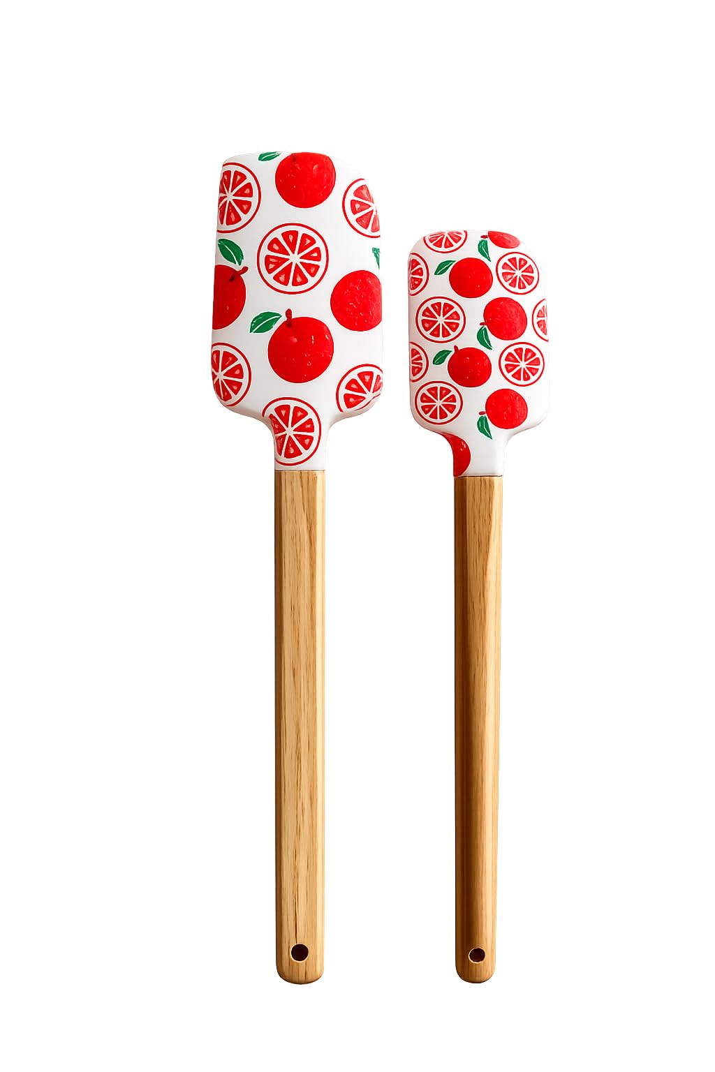 Covey Nest Co Premium Oranges Design Silicone Baking Spatula | Food Grade Silicone | Wooden Handle | Heat Resistant | Non Stick Safe | Premium Kitchen Utensil (Valencia)-image-36