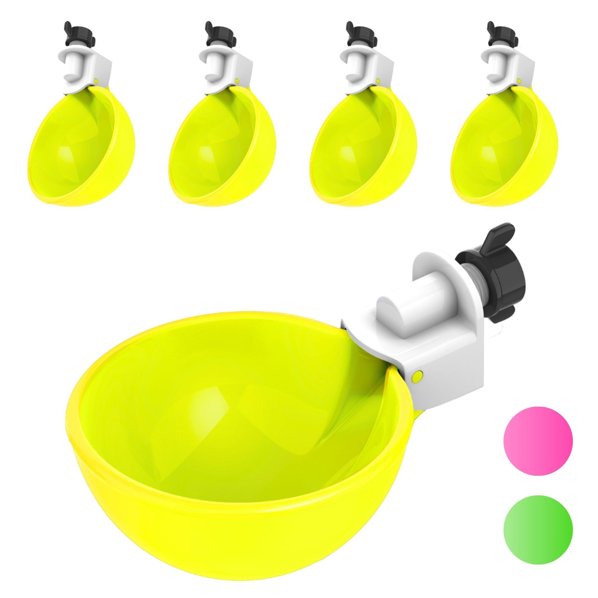 Lil'Clucker - Large Automatic Chicken Waterer Cups Suitable for Ducks, Geese, Turkeys, and Bunny Rabbit - Water Feeder Kit - Poultry Waterer (Yellow,