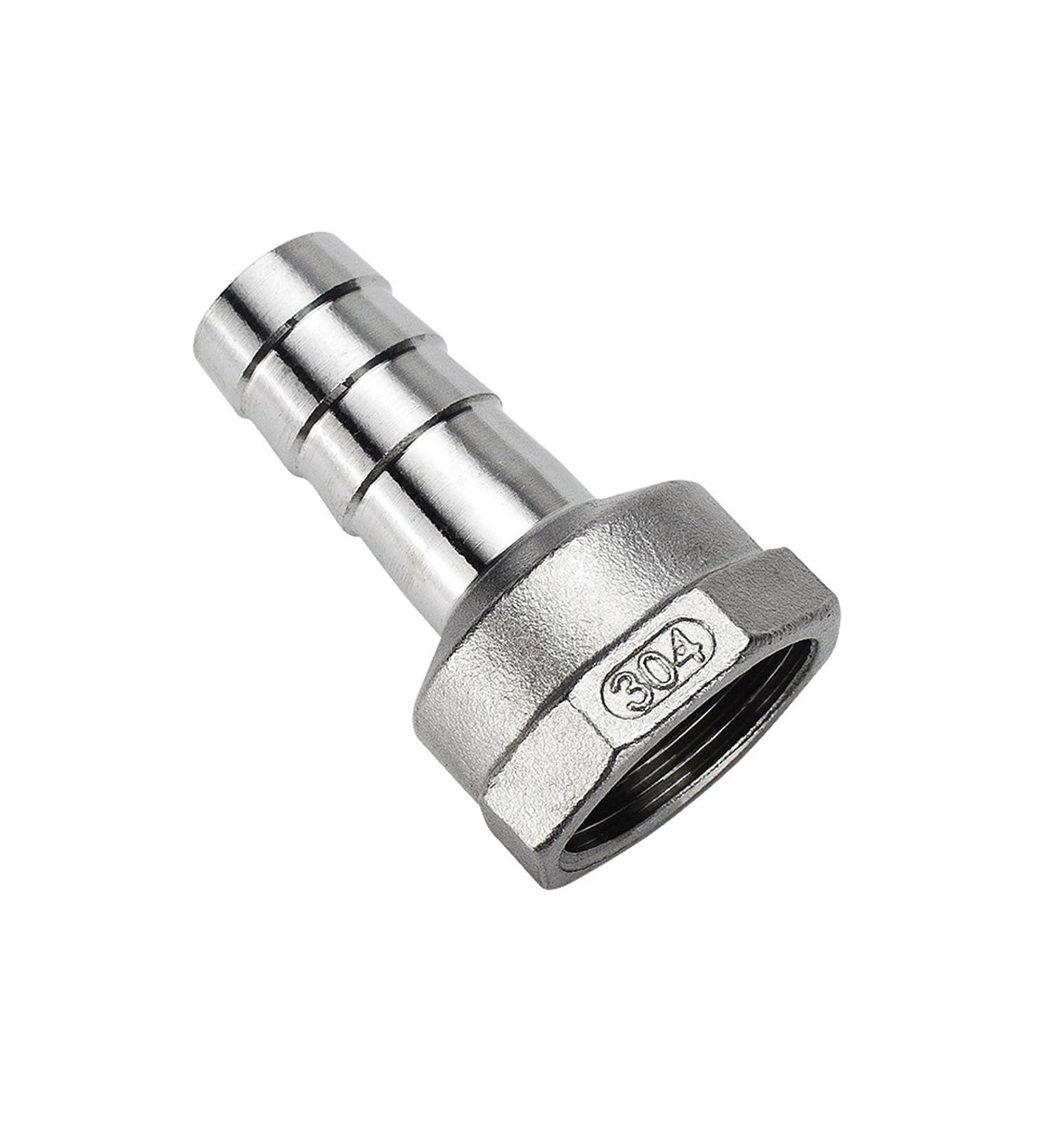 Conector G3/8 para manguera de 10mm en acero inoxidable 304 con rosca hembra