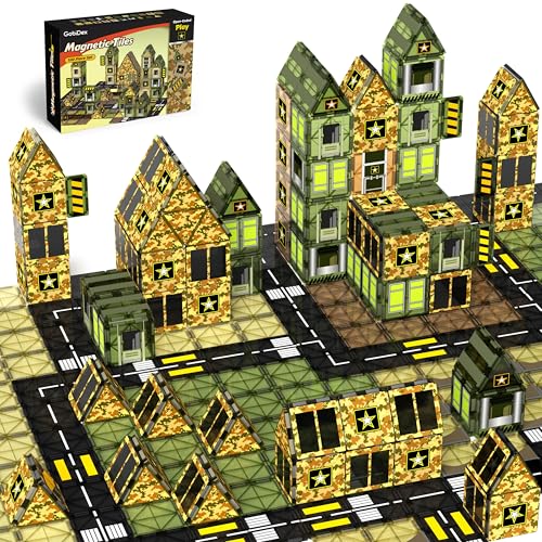 GobiDex 100PCS Army Magnetic Tiles for Toddler, STEM Construction Building Blocks for Kids Military Toys Games, Upgraded Educational Birthday Gifts Toys for 3+ Year Old Boys Girls, Classroom Must Have GobiDex 100PCS Army Magnetic Tiles for Toddler, STEM Construction Building Blocks for Kids Military Toys Games, Upgraded Educational Birthday Gifts Toys for 3+ Year Old Boys Girls, Classroom Must Have
