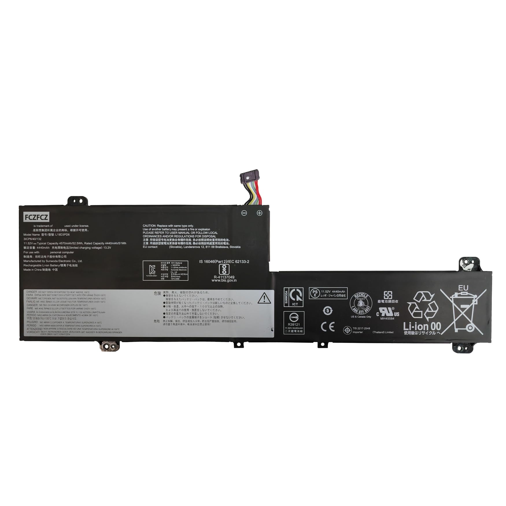 Amazon.com: FCZFCZ L19D3PD6 Battery 52.5Wh Replacement for Lenovo