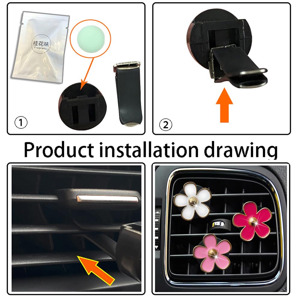 JNNJ 6 Pezzi Clip Con Fiore Di Margherita per Presa D'aria Condizionata per Auto, Diffusore Di Profumo Auto a Forma Di Fiore Con Clip, Simpatici Accessori per La Decorazione Interni Auto(Multicolore