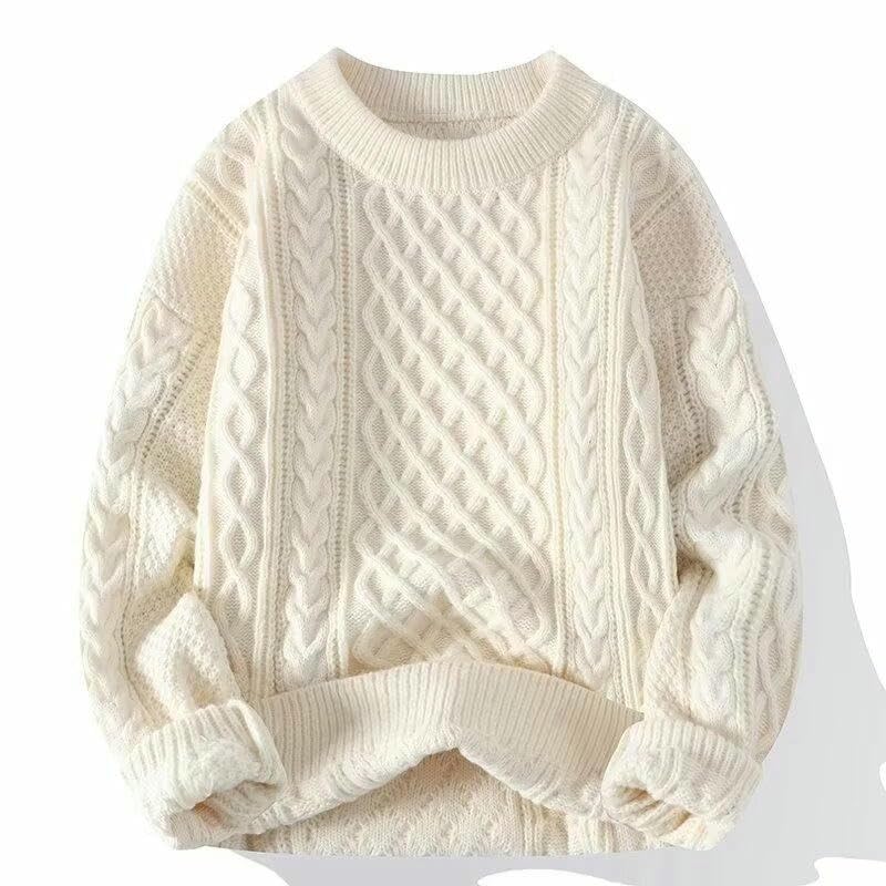 Men's Autumn Winter Lazy Thick Cable Knit Couple Sweater2