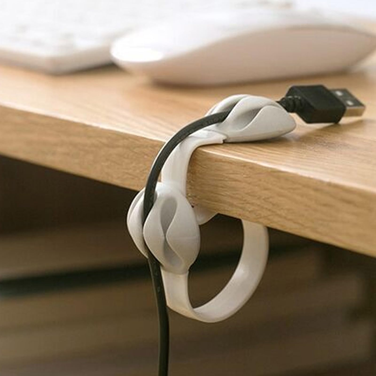 nieprzylepny ważony kabel biurkowy klips silikonowy organizer na biurko małe linie wiązania mocowanie schludny blat drut uchwyt zacisk przewód do zarządzania zestawem do domu biura (biały 4 szt.)