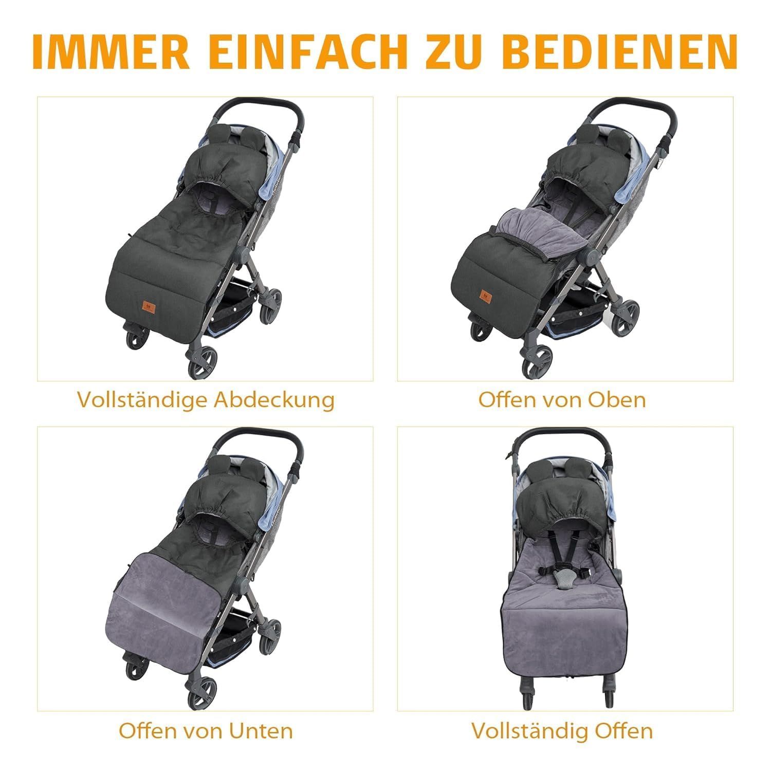 Chancelière Universelle pour Poussette Antidérapant, Chanceliere Bebe Hiver en Polaire pour Poussette Landaus Siège Auto, 102 x 48 cm (Noir Vert)