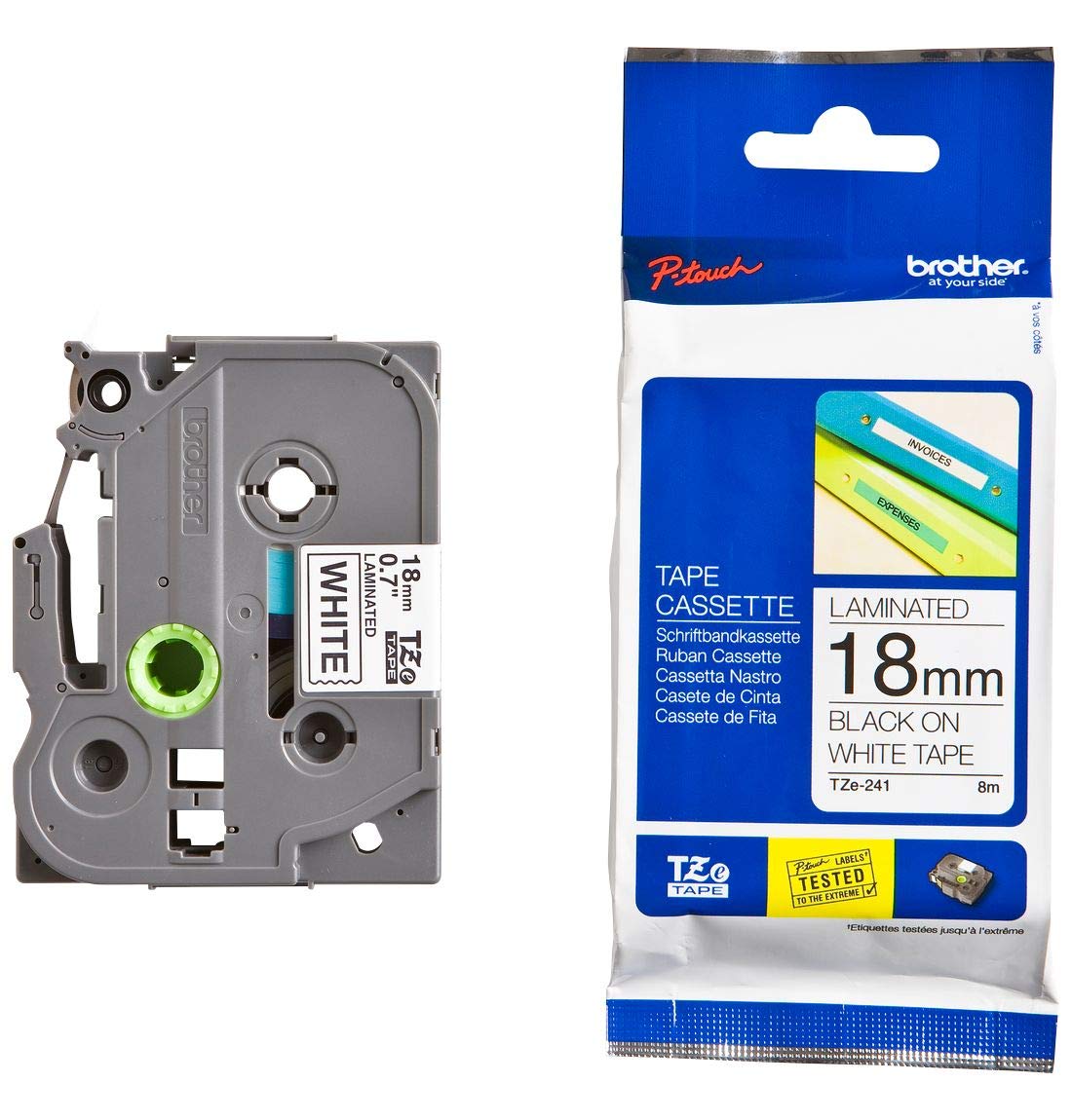TZ-Schriftbandkassette TZ-241CIV - Cinta para rotular (20 unidades), color blanco y negro