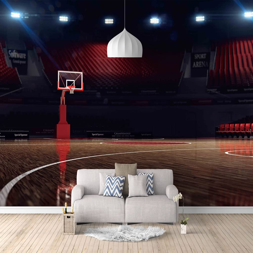 Terrain de Basket Papier Peint Panoramique 3D Intissé 200x140cm Mural