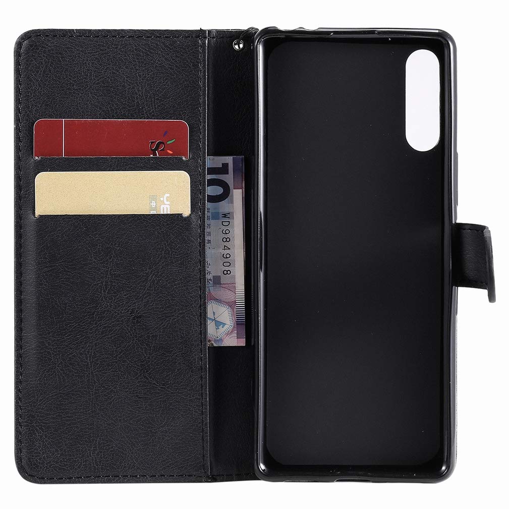 ICatchy Custodia A Portafoglio In Pelle Per Sony Xperia L4, Con Supporto E Slot Carte, Chiusura Magnetica, Colore Nero