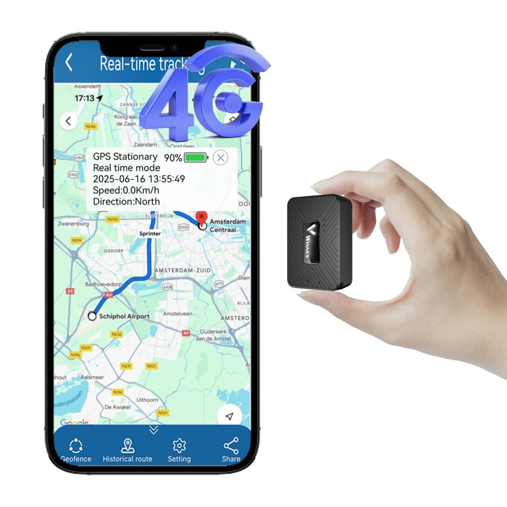 Winnes GPS Tracker Small Size Outdoor Accurate Tracking Alarms Notification Magnetic Discreet Tracking device for car,Kids, Elderly 1800mAh Long Battery Powered