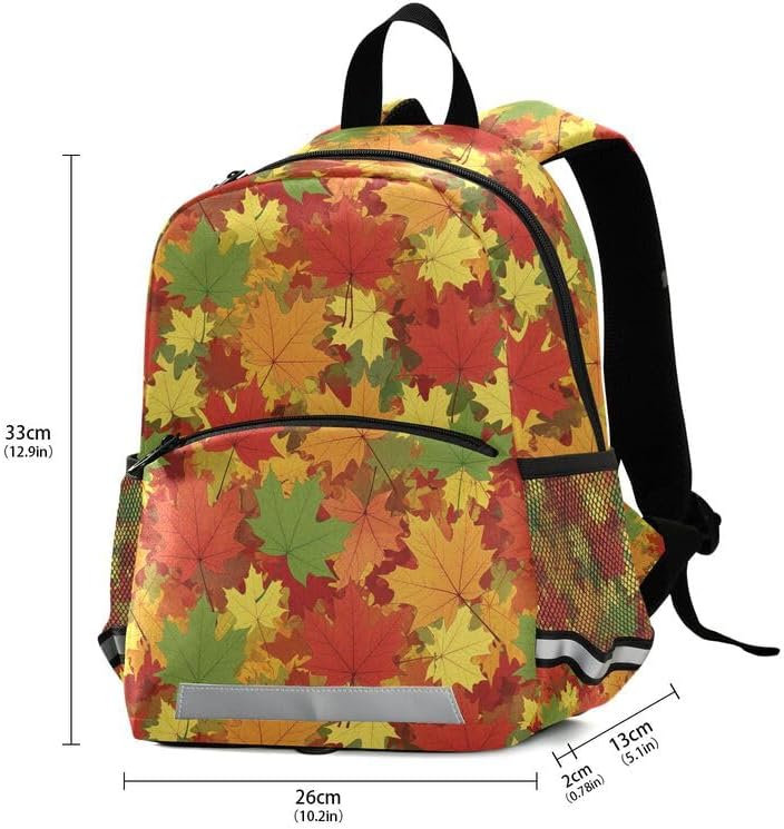 QUGRL Autumn Leaves Toddler Backpack for Boys Girls Fall Kids School Backpack with Chest Strap Leash Preschool Schoolbag Nursery Kindergarten Bag for Daycare Travel Hiking School