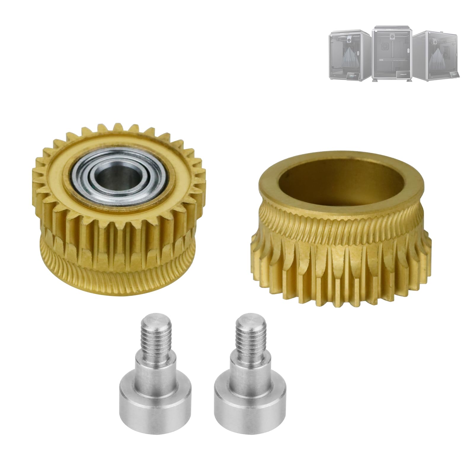 Upgrade K1 k1 max Extruder Gear Kit Nickel-Plated Hardened Steel Plating Filament Drive Extruder Gear Compatible with Creality K1/K1 Max/K1C 3D