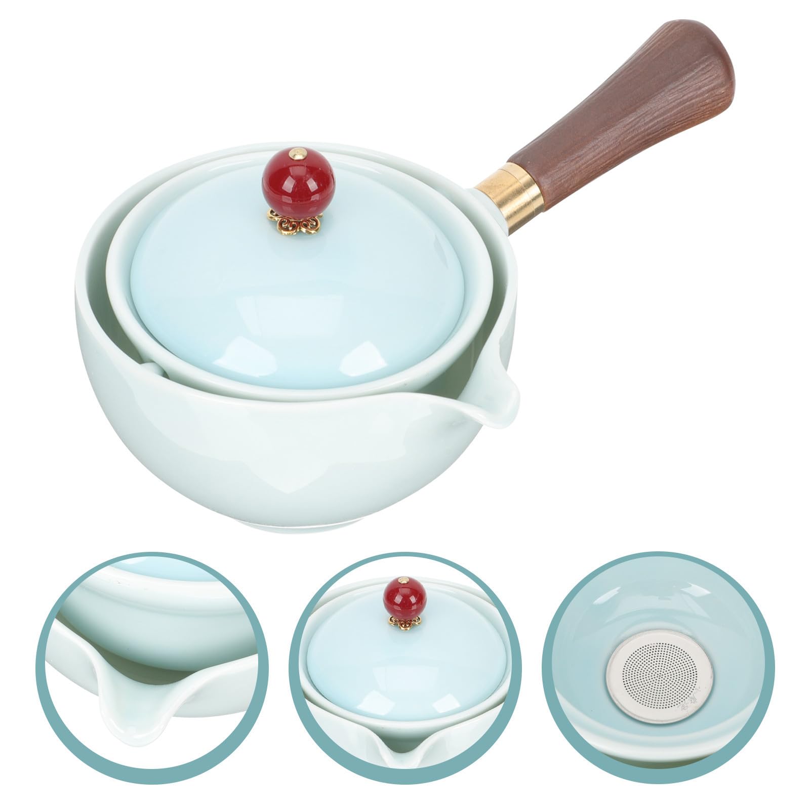 Abaodam Théière Céramique avec Filtre Poignée Longue Ergonomique Pot à Thé Portable et Résistant Service à Thé Chinois pour Maison