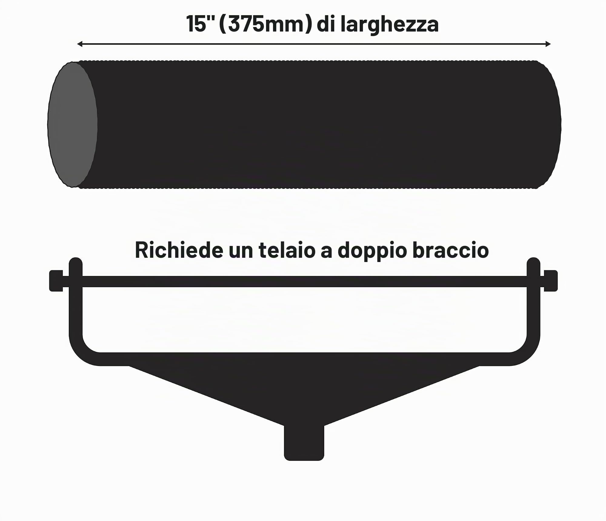 ProDec Rullo per pittura professionale a doppio braccio a pelo medio per la verniciatura a copertura rapida con pitture ad emulsione e per muratura su pareti e soffitti interni ed esterni