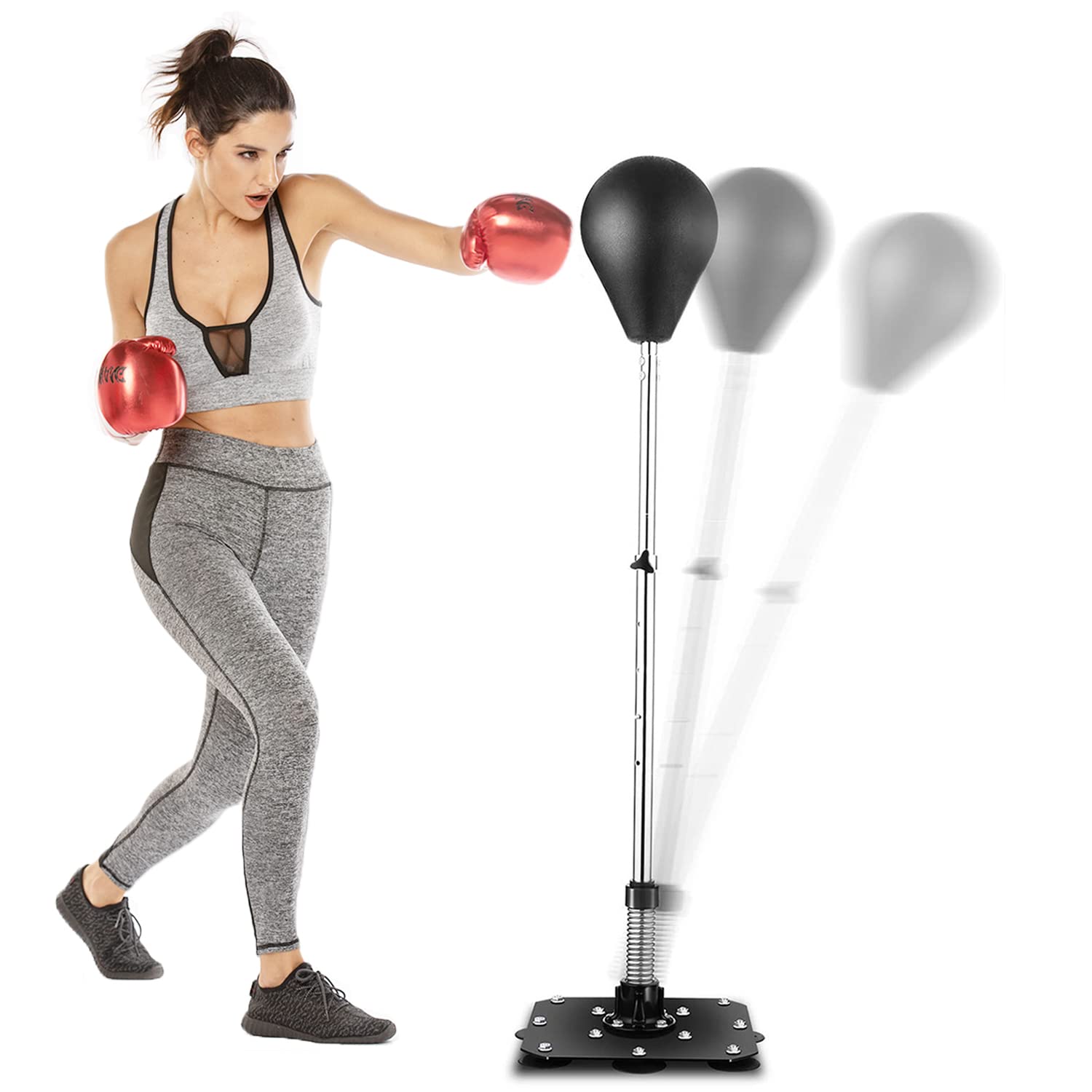 Punching Bag Free Standing Boxing Bag Reflex Speed Bag with Adjustable Height Stress Relief Fitness Strong Durable for Adults Teenagers Kids Home Gym