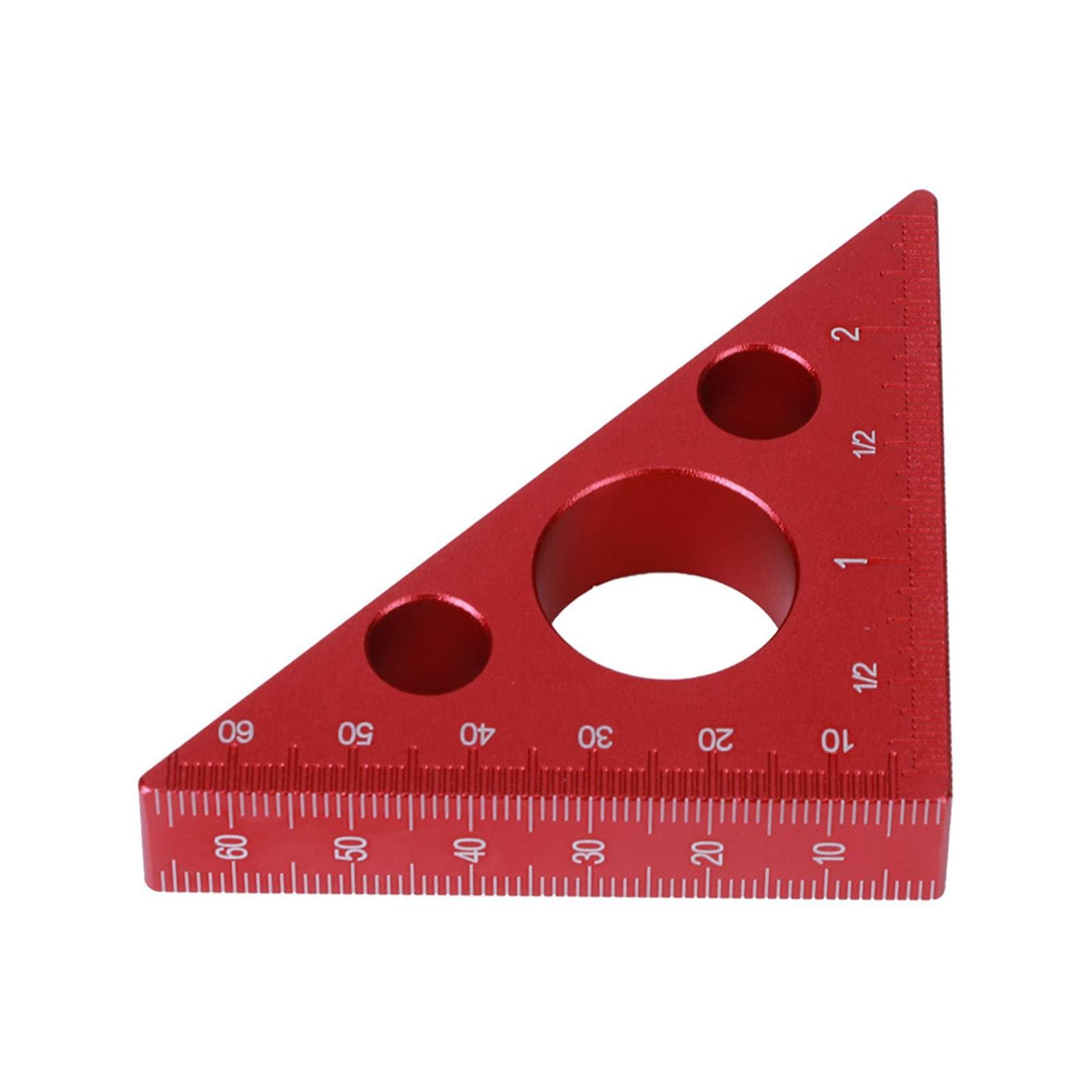 MRKU Righello Triangolare ad Angolo retto da 2 Pollici/6 cm, in Lega di Alluminio per la Lavorazione del Legno, con Doppia Scala di misurazione in Centimetri e Pollici.