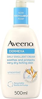 Aveeno Dermexa Daily Emollient Cream (1x 500ml), Emollient Cream Enriched with Triple Oat Complex and Ceramides for Sensitive Skin, Soothing Relief from Itchy, Dry Skin Prone to Eczema