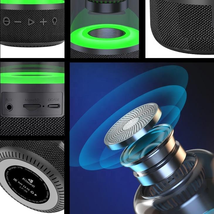 Close-up of Kisonli LP-3S speaker buttons and top speaker grille.
