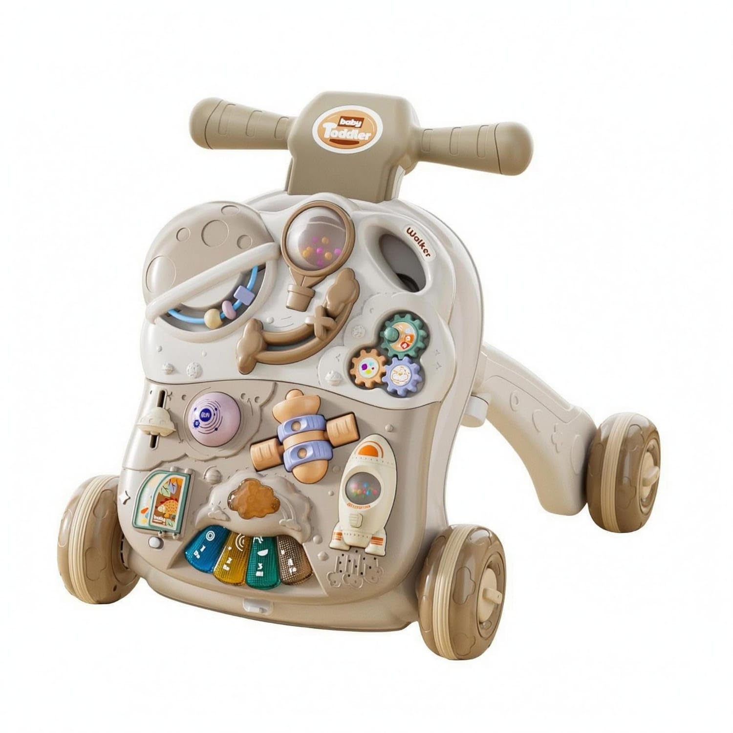 Adjustable-Speed Baby Learning Stroller Four-Wheel Base Push Stroller Toy Triangular Support Walking Guide Molded Details for Young Children, 3-in-1 Battery|Walkers|Baby-image-18