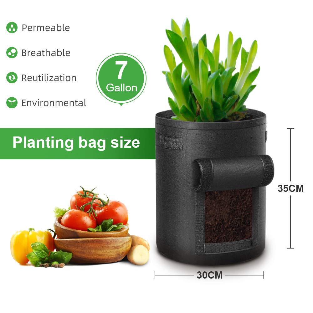 Bolsas de cultivo de patatas – Bolsas de cultivo de plantas vegetales de 10 galones con asas de correa, paquete de 5 para tomates y otras verduras