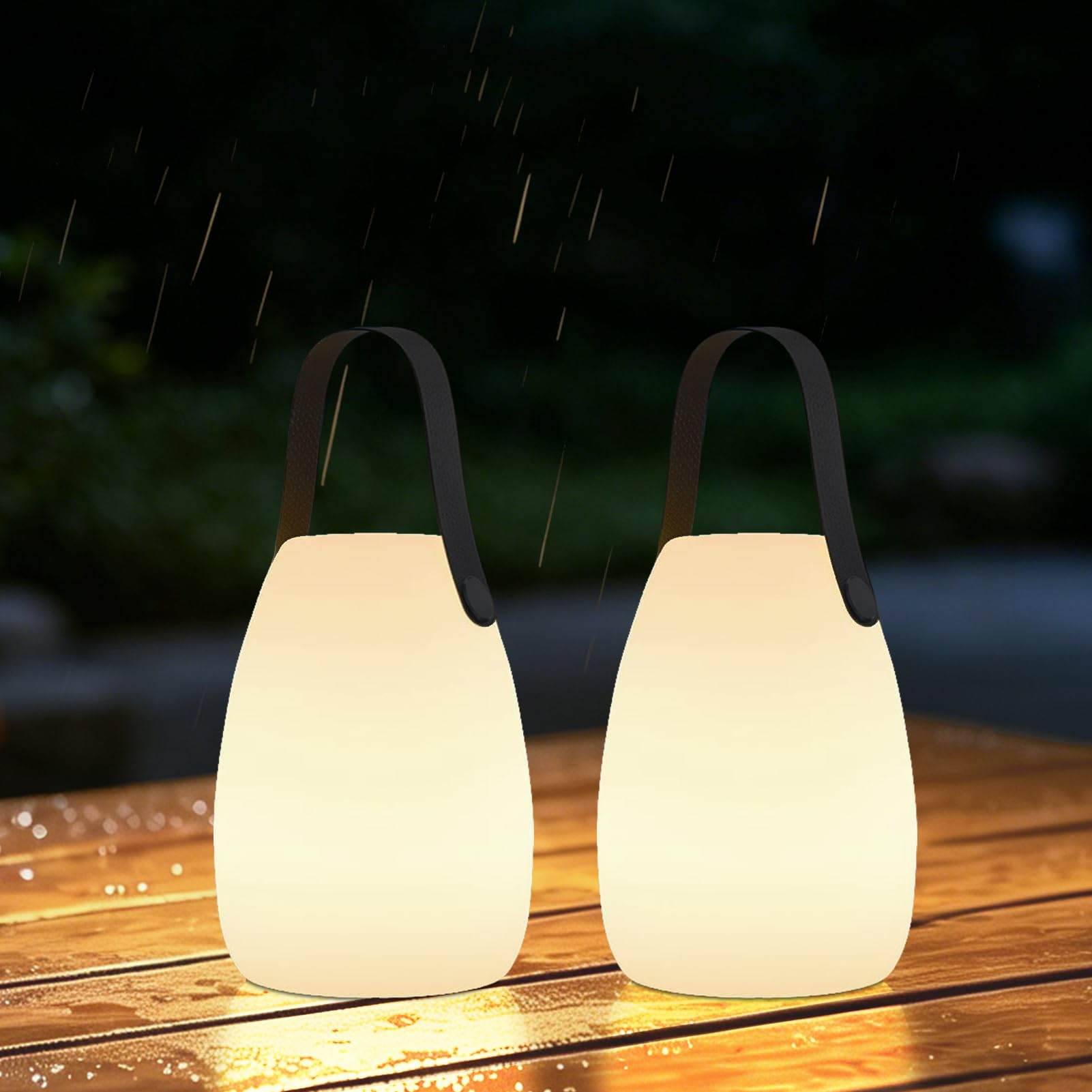 MALUX 2er Set LED Tischlampe Akku mit Fernbedienung Warmweiß 8 Farben Dimmbar Tischleuchte Outdoor Wasserdicht Ideales Dekor für Ihr Haus und Garten Dekoration (Kieselgel,Small)
