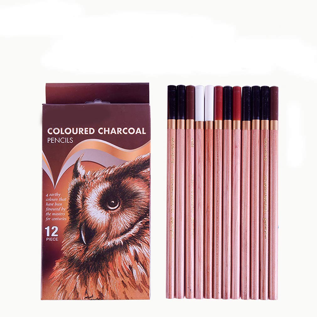 Farbstift-Set, 6 Farben, weich, mittelhart, feine Kunst, Kohlestifte