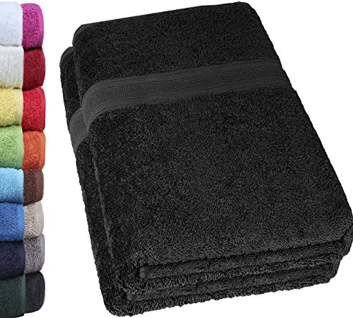NatureMark 2er Pack DUSCHTÜCHER Premium Qualität 70x140cm DUSCHTUCH Dusch-Handtuch Doppelpack Farbe: Schwarz Cover
