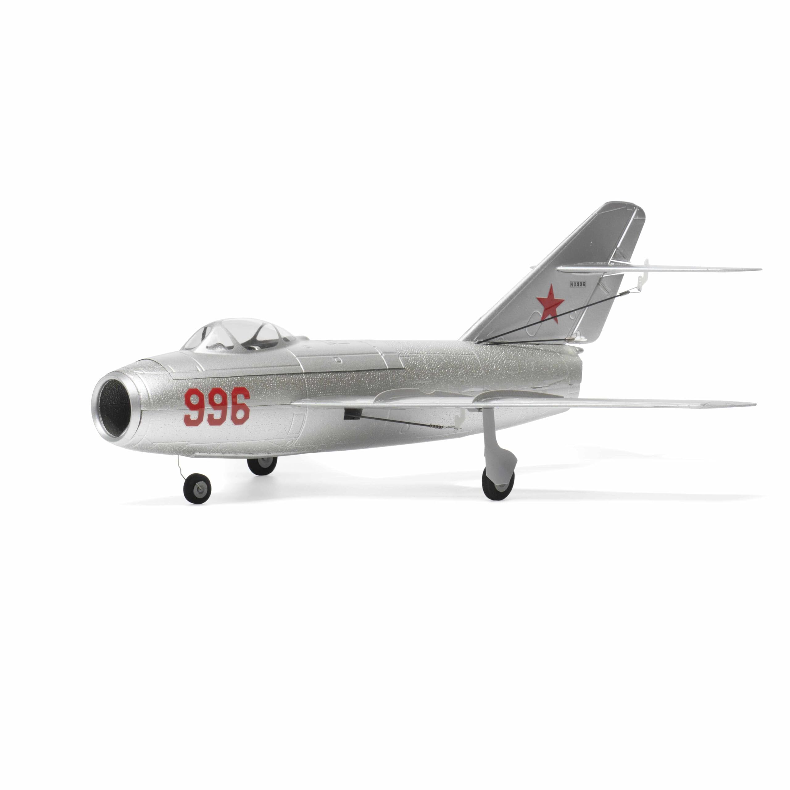 MinimumRC MiG-15 Micro EDF - Aereo radiocomandato a 4 canali, 2,4 GHz, giroscopico stabilizzato da 30 mm, aereo aerodinamico con telaio rimovibile, motore brushless, gas sinistro, 4 batterie