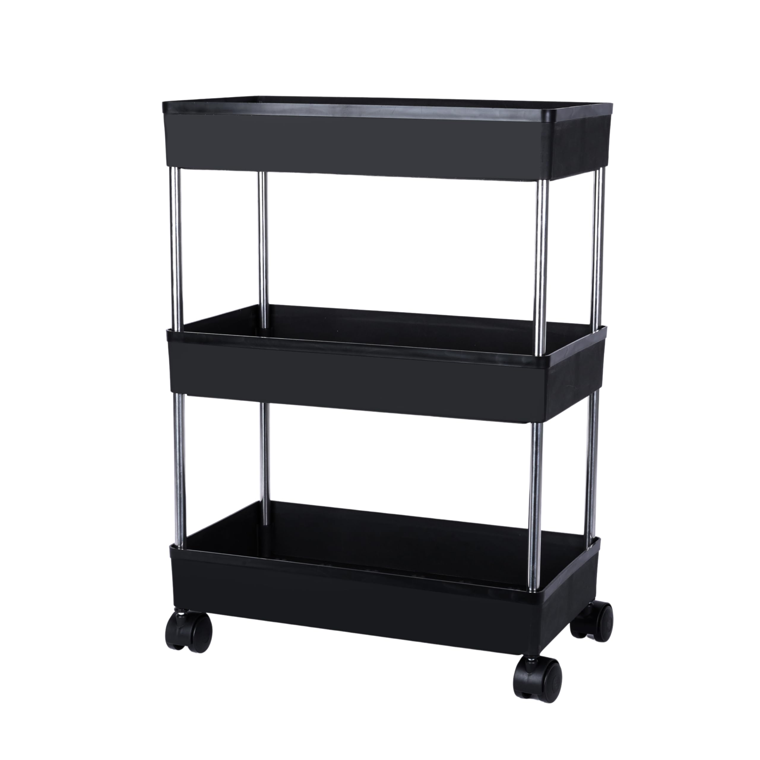 AEXONIZ Plastic Kitchen Storage Trolley Rack with Wheels, Slide Out Rolling Utility Cart Storage Shelves, Space Saving Home Storage Organizer Racks (Black, 3 Layer) (B0C1VN3FJQ) Amazon Price History, Amazon Price Tracker