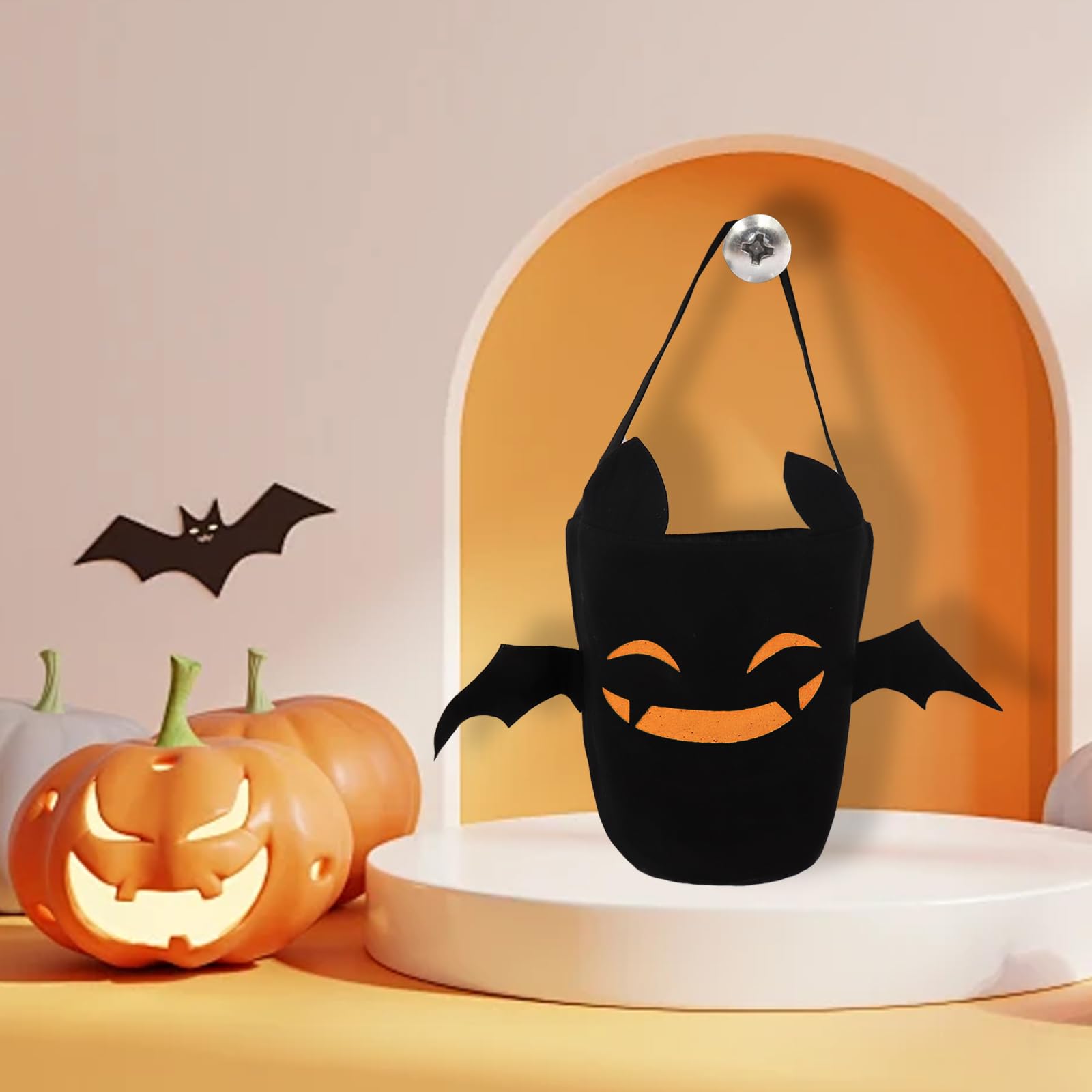 Wiadra halloweenowe na cukierek albo psikus dla dzieci, upiorny kosz na cukierki nietoperz wielofunkcyjne przenośne wiadro wielokrotnego użytku