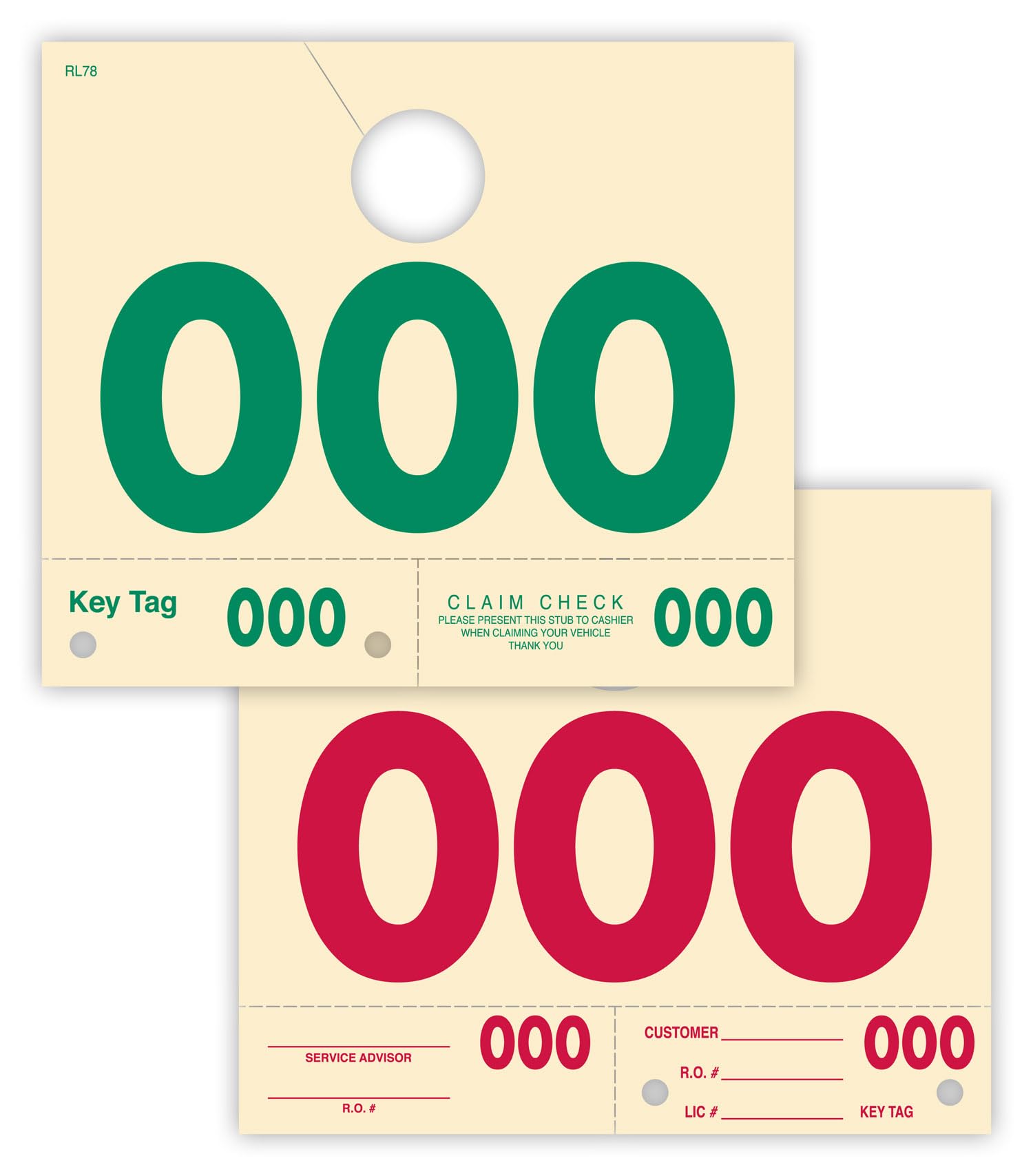Manila Automotive Service Dispatch Numbered 000-999 Mirror Hang Tags (Box of 1000)