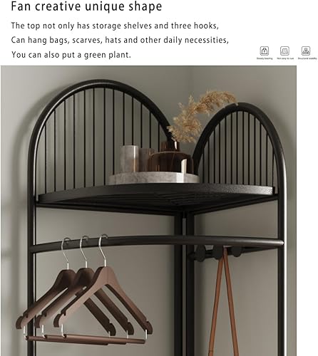 Miniatura 5 de Perchero de esquina con almacenamiento, árbol de esquina de pasillo, perchero de esquina de metal, perchero de esquina con cesta de almacenamiento y