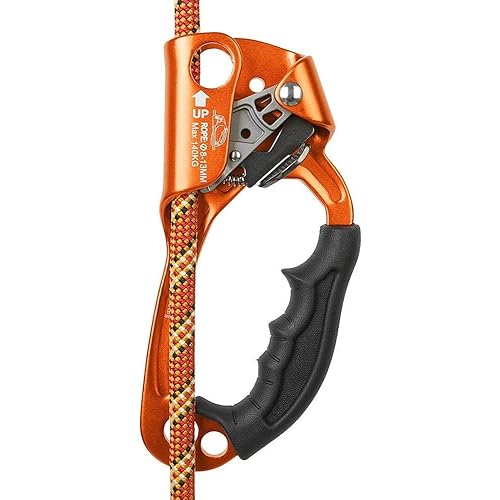 SRT Climbing Hand Ascender Aviation Light Alloy Mountaineering Rock Ergonomic Rappelling Gear Equipment Left Handled Ascender Arborist Tree Climber Rigging