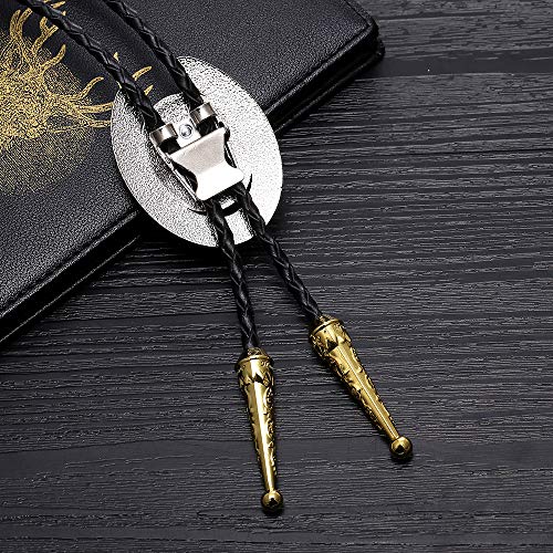 Image of HUABOLA CALYN Bolo Tie for Men- Western Cowboy Native American Golden Horse Bolo Tie