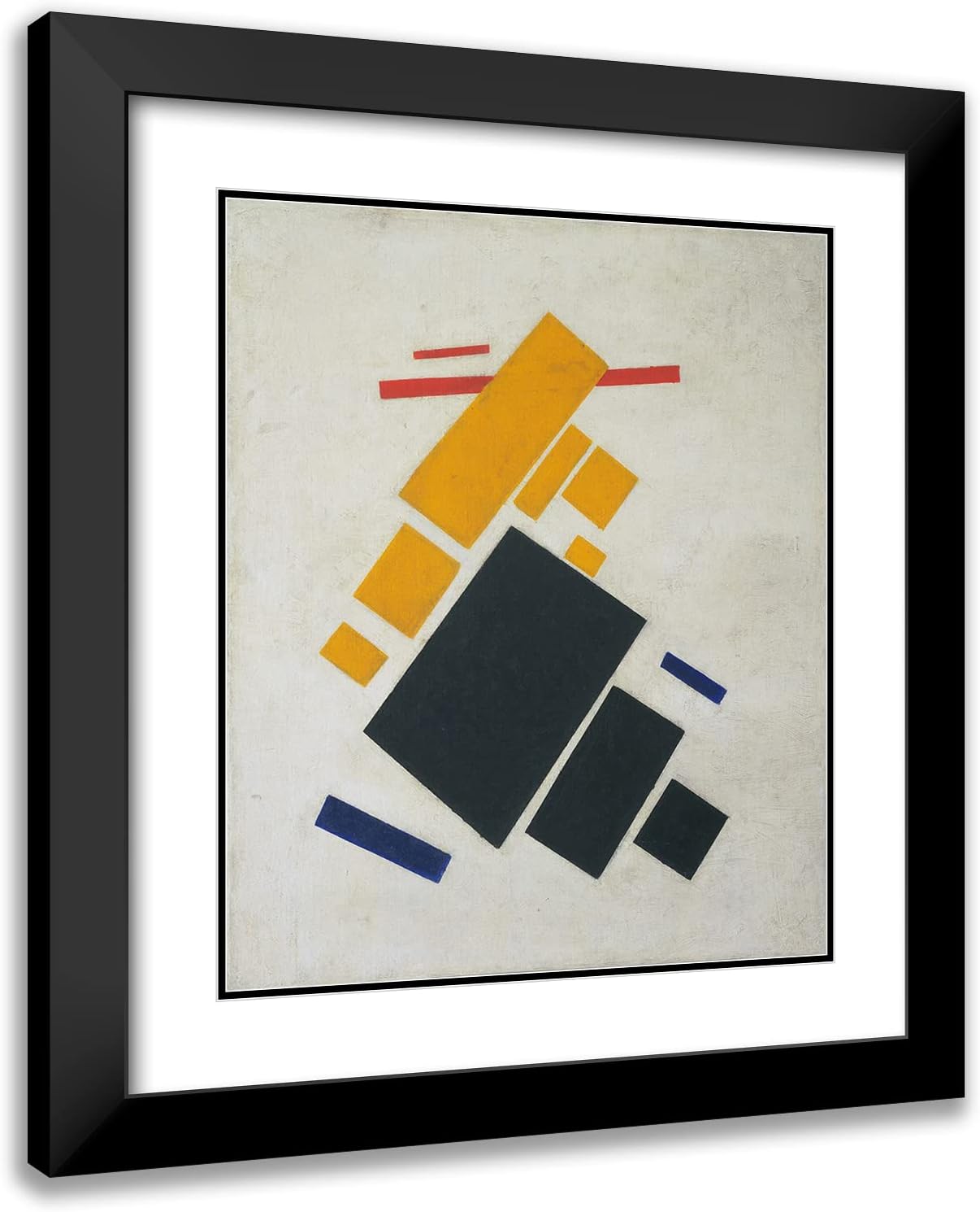 ArtDirect Kazimir Malevich 15x17 Black Modern Frame and Double Matted Museum Art Print Titled - Suprematist Composition; Airplane Flying (1915)