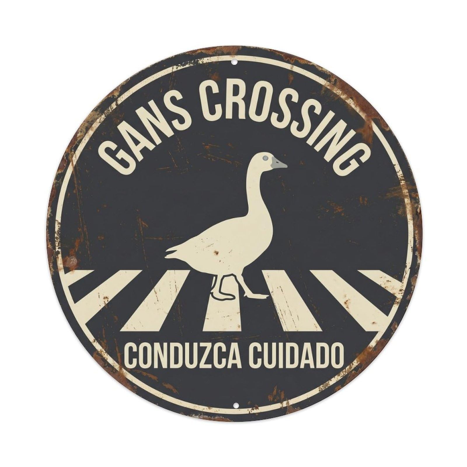 Cwbufd Vintage Style Gans Crossing Conduzca Cuidado Vintage Metal Tin Sign Plaque Wall Decor For Cafe, Club Bar, Office, Garden Metal Poster 8X8inch
