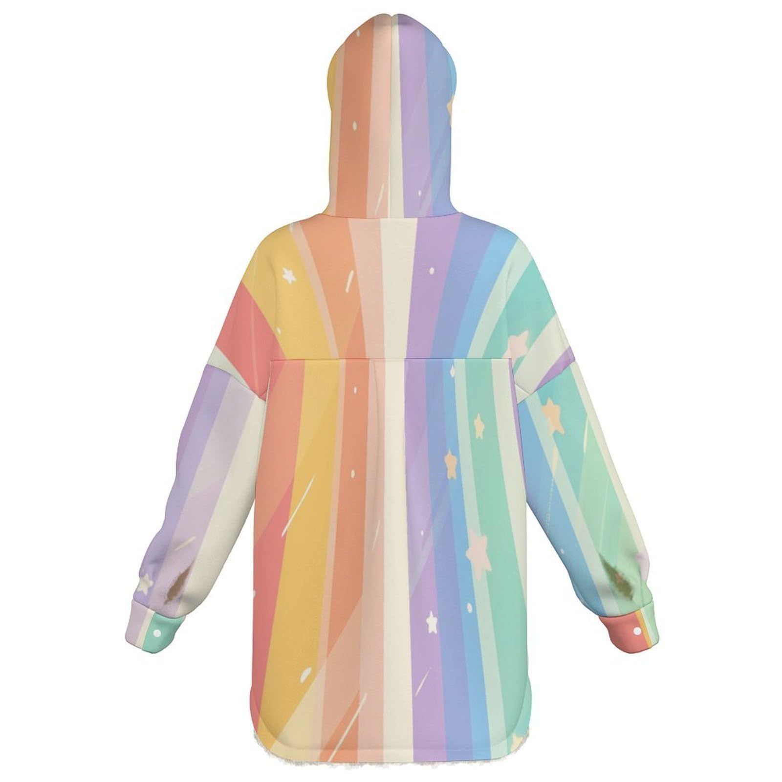 Sudadera Invierno con Capucha de Forro Polar Mujer Lindas Estrellas Rayadas Cálido Hoodies a Manga Larga Felpa Sudadera con Bolsillos, Multicolor