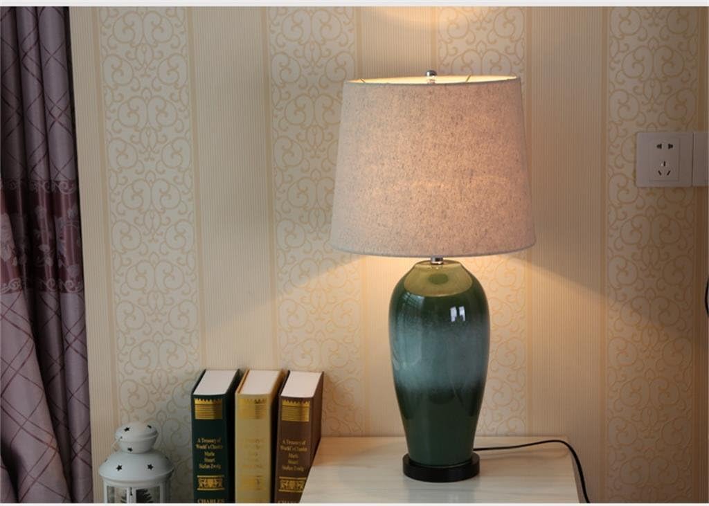 TOTO-Neoclassical living room bedroom bedside lamp Green ceramic bottle decorative lamps [Energy Class A+]