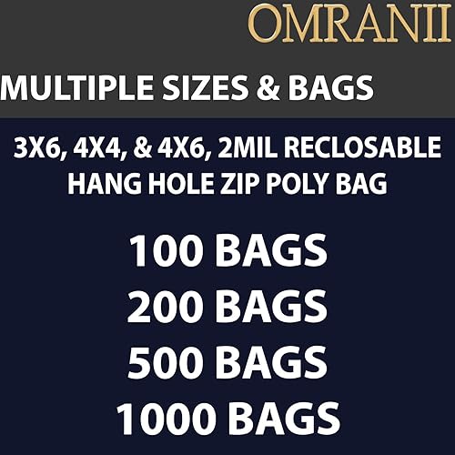 Miniatura 7 de Bolsas de polietileno con cierre resellable con agujero para colgar, 3 x 6 pulgadas y (100 bolsas) de plástico transparente de 2 mil con cierre