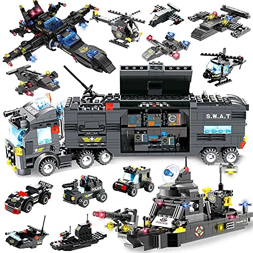 Micnaron 792pcs Police Building Blocks, City Station Building Sets, 8 in 1 Command Center Police Building Bricks Toy for Kids Boys and Girls Toy Building Sets for Boys Birthday Gift for Teens