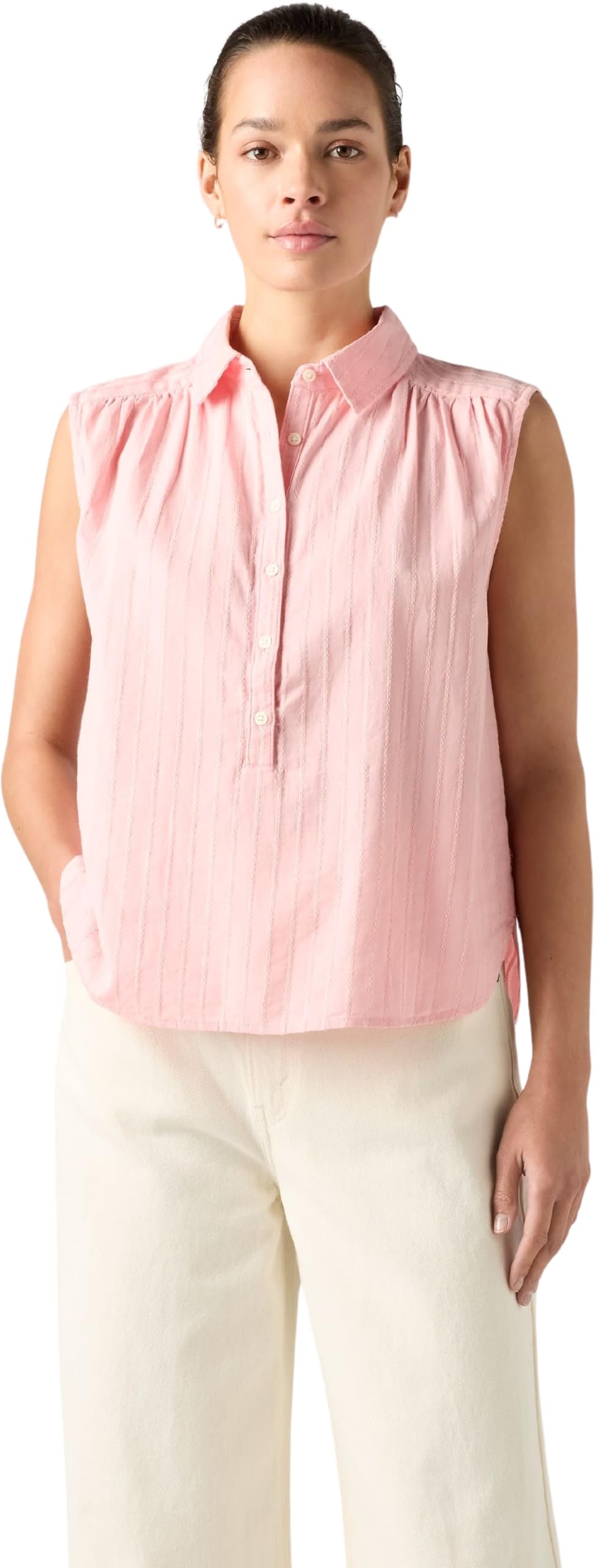 Levi's Donna Blusa Londynn Popover con Colletto a Punta, Senza Maniche