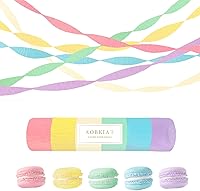 Vista 14 de AOBKIAT 5 rollos de papel crepé de serpentinas de arco iris, decoraciones de fiesta de Candyland para Navidad, cumpleaños, boda, despedida