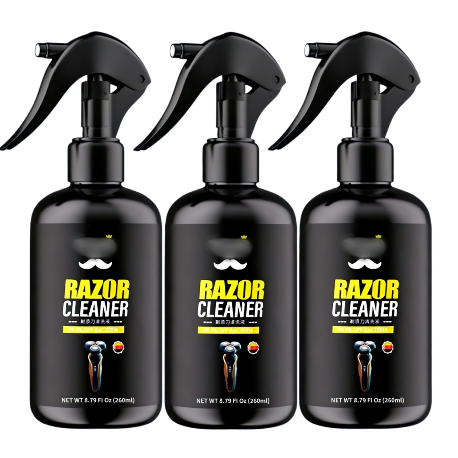 260 Ml Rasierer-Reinigungsflüssigkeit, Reinigungsspray, Kompatibel Mit Der Braun S3-S9-Serie, Kompatibel Mit Der Philips S3000-S9000-Serie, Kompatibel Mit Der Panasonic ES-Serie(3 PCS)